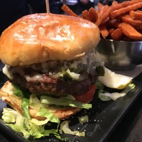 Gluten-free burger with fries from Tavern in the Square